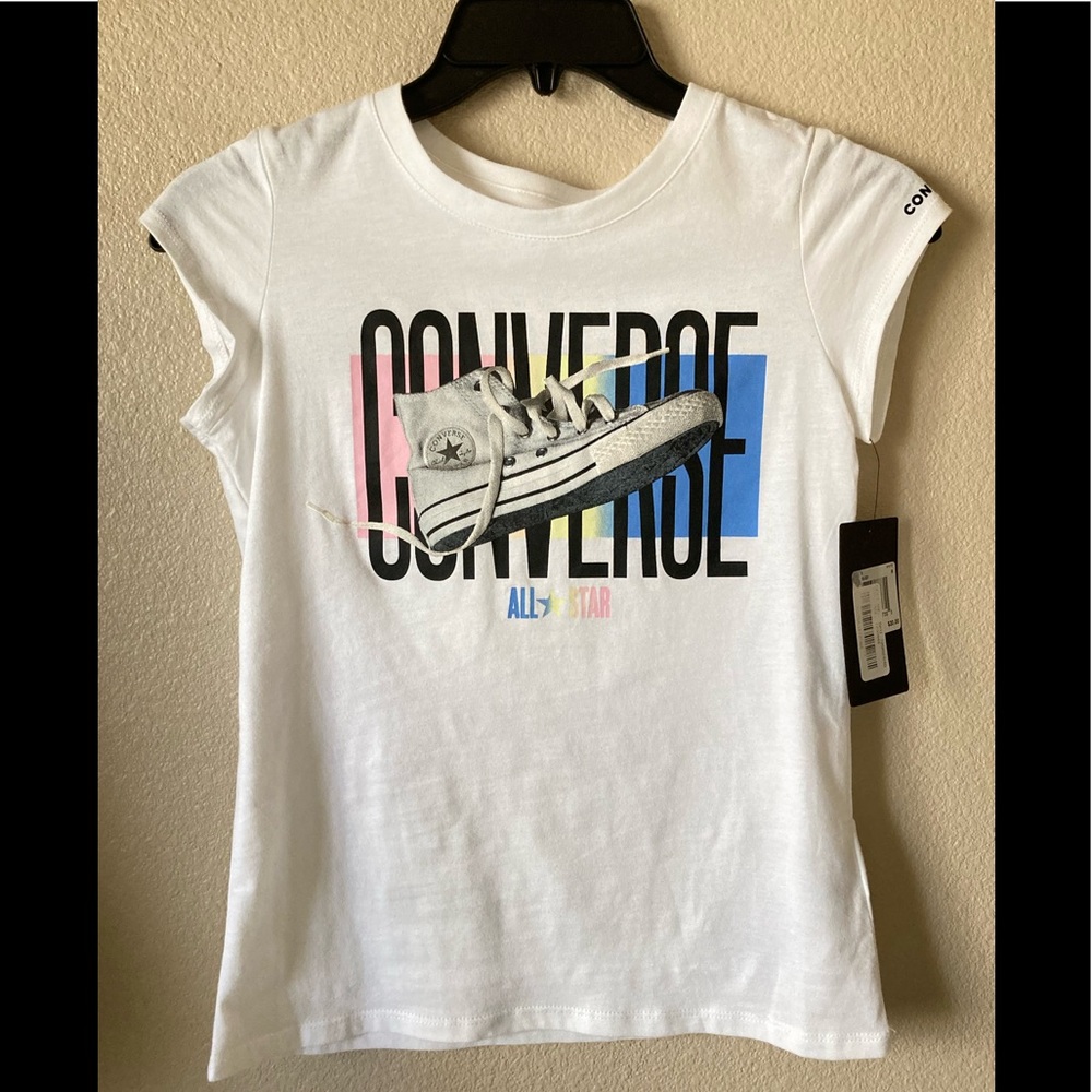 NWT Girls shortsleeved Converse Tee White Size Medium 10-12